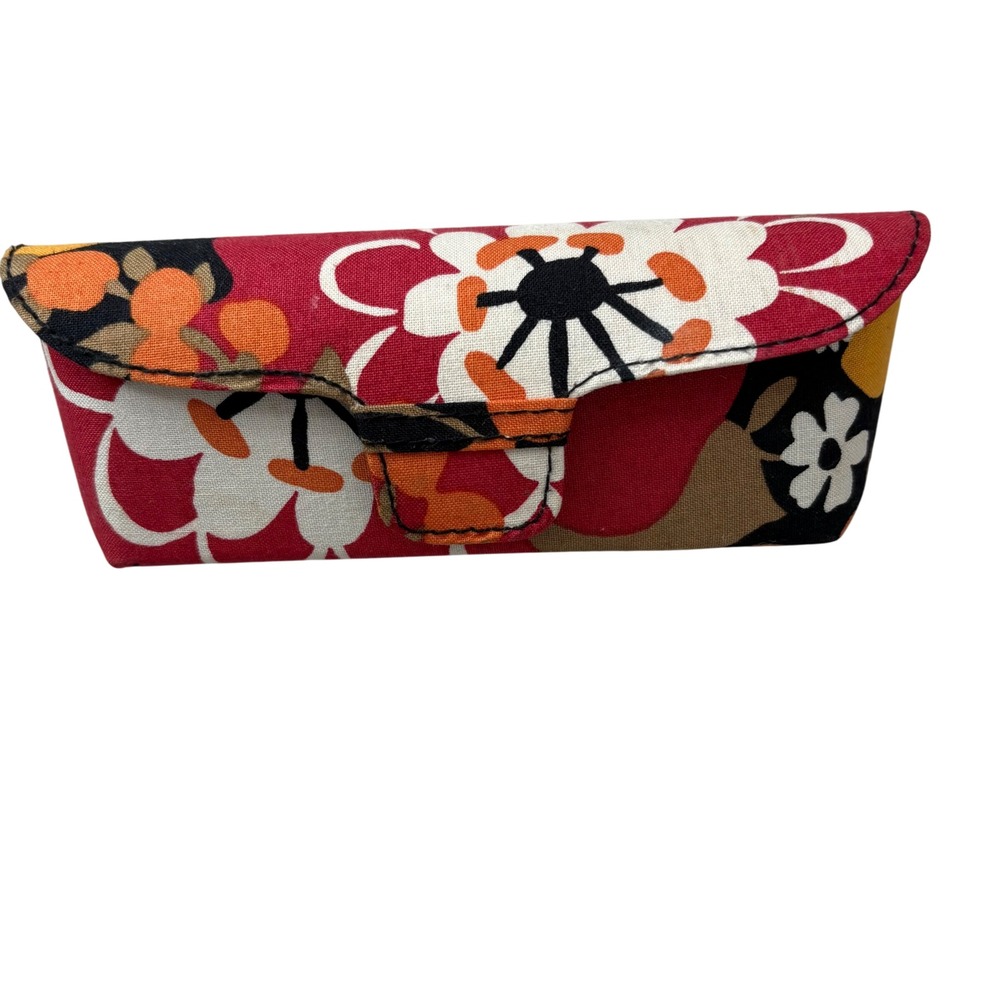 Vera Bradley Folkloric Floral Hard Eyeglass Case Magnetic  Houndstooth Lining